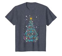 Luces para árbol de Navidad, Notas Musicales, árbol de Navidad, músico Camiseta, Niños, Azul Jaspeado, 2 años