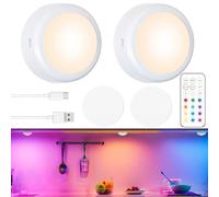 Luces para gabinete led,Luz Armario Recargable,Iluminación bajo armario con 13 colores,Luces adhesivas,Luz magnética con pulsador con regulador de intensidad y temporizador para dormitorio,cocina