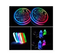 Luces para portavasos de coche LED, 2 posavasos para coche con carga USB, 7 colores de luz luminiscente Cup Pad,Luminiscente Cup Pad interior atmósfera lámpara decoración luz