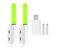 Luces para puntas de caña de pescar, 2 unidades de luces LED recargables impermeables verdes luminosas con alarma de picada para puntas de caña, cargador Cr425, Cr316, Cr311, Cr322, bastones luminosos