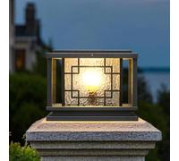 Luces para tapas de postes al aire libre Cableado duro E26 Cerca Pedestal Lámpara de poste cuadrado Luces de pilar de camino negras modernas Iluminación de columna de tapa de cubierta impermeable