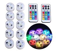 Luces Piscina Sumergibles, OriFiil 10 pcs Mini LED Velas Pequeñas Multicolor con Control Remoto para Vaso, Tazones, Acuario, Mesa, Boda, Cumpleaños y Decoración de Fiestas