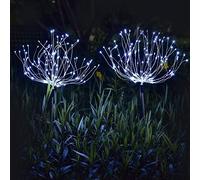Luces Solar Exterior,Mixtooltoys 90 LED Solares Luces de Fuegos Artificiales, DIY Paisaje Decoración Lámpara Lmpermeable para Jardín Patio Césped(Blanco, 2 Paquete)