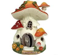 Luces solares al aire libre Casa de hongos Resina Artesanía Cálido Resplandor Estaca Decorativa para Jardín Pasarela 21cm