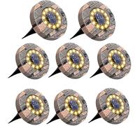 Luces solares al aire libre, Jorft 8 Pack 8 LED con energía solar IP66 Lámparas de tierra a prueba de agua Iluminación de paisaje para césped Camino Cubierta Estanque Jardín Uso Blanco cálido…