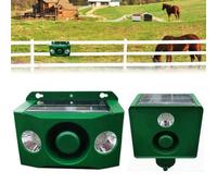 Luces solares de advertencia con volumen fuerte, luces repelentes solares con sensor de movimiento, alarma intermitente para huerto, granja, granero (4 focos)