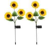 Luces solares de flores, luces de jardín al aire libre decorativas de 3 cabezas, estaca de girasoles, decoración de patio impermeable for patio, patio trasero, 2 piezas for uso diario en el hogar -