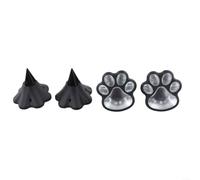 Luces solares de huellas de patas para jardín al aire libre, paquete de 4 unidades, gato y perro, efecto de piedra, decoración de pasarela, impermeable, estacas LED para camino, color negro, 9 cm (luz