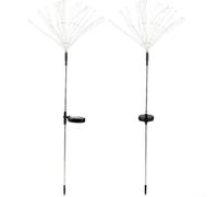 Luces solares de jardín de fuegos artificiales, paquete de 2, luces solares decorativas para exteriores, luces de césped para patio, blanco cálido y color, 8 modos de iluminación, impermeable IP65