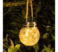 Luces solares de jardín, luz de vidrio agrietado al aire libre, luz LED impermeable para patio, césped, decoración de fiesta de cumpleaños (Luz colgante)