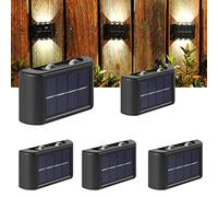 Luces Solares De La Cerca Luces Solares De La Cubierta, 4 Granos Del LED Larga Vida Con El Blanco Caliente Y El Modo De Bloqueo RGB Luces De Seguridad para La Cerca Patio Trasero ( Color : Warm light