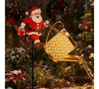 Luces solares de Papá Noel IP65 impermeables para decoración de jardín de metal con luz LED, decoración de jardín de metal vintage mágico para Navidad, decoración de jardín al aire libre, luz solar