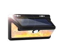 Luces solares de pared de jardín de tres lados para exteriores, impermeables, con llama LED, lámpara de pared, sensor de movimiento parpadeante, aplique para camino, patio, balcón, terraza, patio