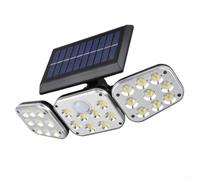 Luces solares de pared giratorias de cuatro cabezales, impermeables, con sensor humano para patios, caminos y calles, kit de suministro de energía alternativo respetuoso con el medio ambiente (A)