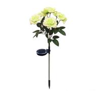 Luces solares de rosa de 7 cabezales, luces de estaca de jardín, decoración de flores al aire libre, estacas LED de jardín para adornos de césped, decoración de patio, ambiente trasero (verde)