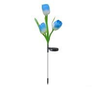Luces solares de tulipán con 3 cabezales, luces LED de estaca de jardín para iluminación de caminos y decoración al aire libre (E)