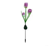 Luces solares de tulipán con 3 cabezales, luces LED de estaca de jardín para iluminación de caminos y decoración al aire libre (F)
