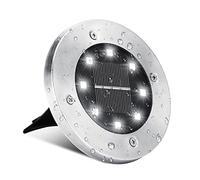 Luces Solares Exterior Jardin, BrizLabs 8 LED Luz Solares Suelo Impermeable Lamparas Solares Luces Solar de Tierra Decoracion para Terraza Camino Césped Patio, Blanco Frío 1 Pieza