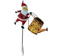 Luces solares impermeables de Papá Noel con encendido/apagado automático, marco de metal diseñado para exteriores para decoraciones navideñas e iluminación de jardín (luces)