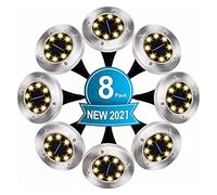 Luces solares jardín al aire libre, luces de tierra solar a prueba de agua 8 LE Iluminación de la ruta DS for la ruta de césped Patio Garden(Bright White 8 Pcs)