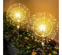 Luces Solares Led Exterior Jardin, 2 Piezas 120 LEDs Solares Fuegos Artificiales, Altura opcional de 82/102 cm, IP65 Impermeable Luces Solares Exterior para decoracion jardin Patio Aceras Balcón