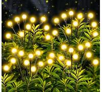Luces Solares Led Exterior Jardin, 4 Piezas 10 LEDs Superbrillante Luces Solares de Luciérnaga, 8 Modos IP65 Impermeable, Luces Solares Exterior para Decoracion Jardin Patio Aceras Balcón Garden