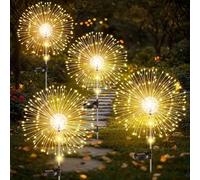 Luces Solares Led Exterior Jardin, 4 Piezas 120 LEDs Solares Fuegos Artificiales, Altura opcional de 82/102 cm, IP65 Impermeable Luces Solares Exterior para decoracion jardin Patio Aceras Balcón