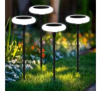 Luces Solares LED Exterior Jardin 4 Piezas luces solares exteriores Impermeable IP65 Lámparas Solares Extra Brillantes de 34 lúmenes para Patio Césped Pasillo Terraza Paisajes Caminos (Blanco)