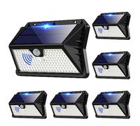 Luces Solares led Exterior Jardin, 6Paquete 185 LED 3 Modos Focos led Exterior Solares con Sensor de Movimiento, IP65 Impermeable Focos Solares Exterior para Jardín, Garaje, Calle, Patio(Blanco Frío)