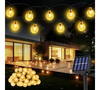 Luces Solares LED Exterior Jardín, 8M 30LED Guirnaldas Luces Solar, 8 Modos IP65 Impermeable Para Decorar Jardines, Patios, Terrazas, Fiestas, Bodas - Blanco Cálido