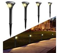 Luces Solares LED Exterior Jardin con 2 Modos, Sensor de Movimiento, Encendido/Apagado Automático, IP65 Impermeable, Batería de 1500mAh, Lámpara Solar para Jardín, Patio, Camping (4P-Amarilla)