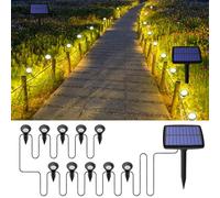 Luces Solares LED, Luces Exterior Jardin 10 LED, Impermeable IP44 Lámparas Solares Exterior, Blanco Cálido 3000K Decoración de Iluminación al Aire, Para Jardín, Patio, Caminos, Árboles, Piscinas