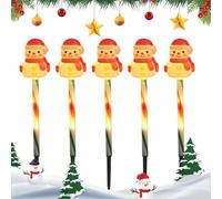 Luces Solares Muñeco De Nieve Navideñas - Juego 5 Piezas Con Iluminación En Cadenita LED Cálido Para Exteriores | Decoración Impermeable 2 Metros Para Jardín Y Senda | Lámpara De Ambiente Con E