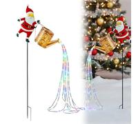 Luces solares navideñas con forma de tetera de Papá Noel, ideales for decorar jardines y césped. Incluyen una tira de luces LED. Perfectas for decorar patios, caminos y senderos exteriores.(Colorful)