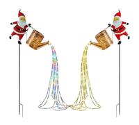 Luces solares navideñas con forma de tetera de Papá Noel, ideales for decorar jardines y césped. Incluyen una tira de luces LED. Perfectas for decorar patios, caminos y senderos exteriores.(Mix)