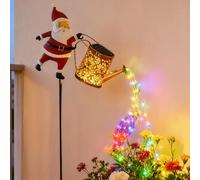 Luces solares navideñas para hervidor agua, luz decorativa para césped y jardín | Luz solar navideña para hervidor | Lámpara tierra con hervidores de Papá Noel, luces nocturnas LED para patio, patio