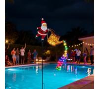 Luces Solares Navideñas Para Teter-a De Papá Noel | Luces Decorativas Para Césped De Jardín | Regader-a Solar Impermeable IP65 Con Luc-es En Cascada | Regader-a Solar Colgante De Metal De Papá Noel