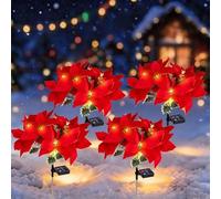 Luces solares para árbol de Navidad, decoraciones navideñas, estacas de jardín impermeables al aire libre, con 100 luces LED C6, decoraciones navideñas alimentadas por energía solar para patio, césped