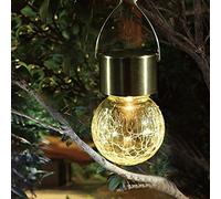 Luces Solares para Colgar Al Aire Libre, Bolas de Cristal Agrietadas, Acero Inoxidable Resistente y Luces LED, Bombillas de Detección Automática de Carga Solar para Patio Trasero, Porche, Jardín