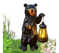 Luces solares para exteriores, con energía solar, estatuas de jardín, figuras de oso, estatuas de resina, lámparas, figura de animales para mujeres, cumpleaños, exteriores, inauguración de la casa