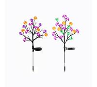 Luces Solares para Exteriores y Estacas para Decoración de Halloween | Luces Estaca Solares 8 Modos, 20 LED Fantasmas Murciélagos Arañas Calabaza, Decoración Halloween(Two-in-one,2PCS)