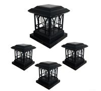 Luces solares para postes de cerca, 2 piezas con cubiertas de vidrio agrietado, luces solares de pilar de modo dual con sensor automático del atardecer al amanecer para iluminación de patio, terraza y