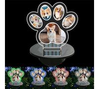 Luces solares personalizadas para fotos de mascotas, letrero de jardín al aire libre, luces solares para jardín, perro, gato, cementerio, placa de memoria, luces solares para césped para pérdida de