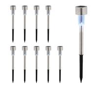 Relaxdays Solarlampen Solares Set 10 Luz Blanca Fría, Impermeable, Sensor Crepuscular, Faroles LED, 31x4,5cm, Plateado y Negro