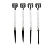 Luces solares que cambian de color al aire libre jardín LED estacas impermeable camino decoración plata 36,5 cm