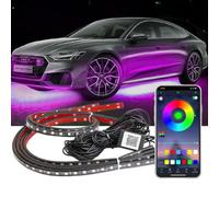 Luces subterráneas para Coche, 4 Unidades (2 x 90 + 2 x 120 cm) Tira de Luces LED para Exteriores de Coche con Modo de música RGB decoración Kit de iluminación para Parachoques