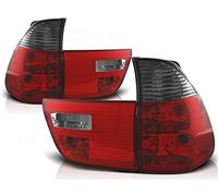 Luces traseras compatibles con BMW X5 E53 1999 2000 2001 2002 2003 SUV GV-1785 Kit de luz de cola Luz trasera 1 par lado del conductor y del pasajero Juego completo rojo ahumado