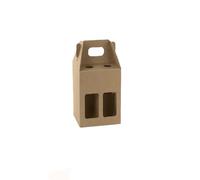 Lucgel Caja Minibox porta 2 botellas de 25 e papel habana con ventana 130 x 130 x 210 - 10 unidades