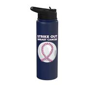 Lucha contra el cáncer de mama Huelga de béisbol Concientización sobre el cáncer de mama Stainless Steel Insulated Water Bottle