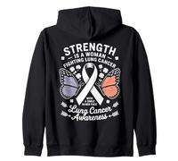Lucha contra el cáncer de pulmón Apoyo Cinta Blanca Conciencia del cáncer de pulmón Sudadera con Capucha